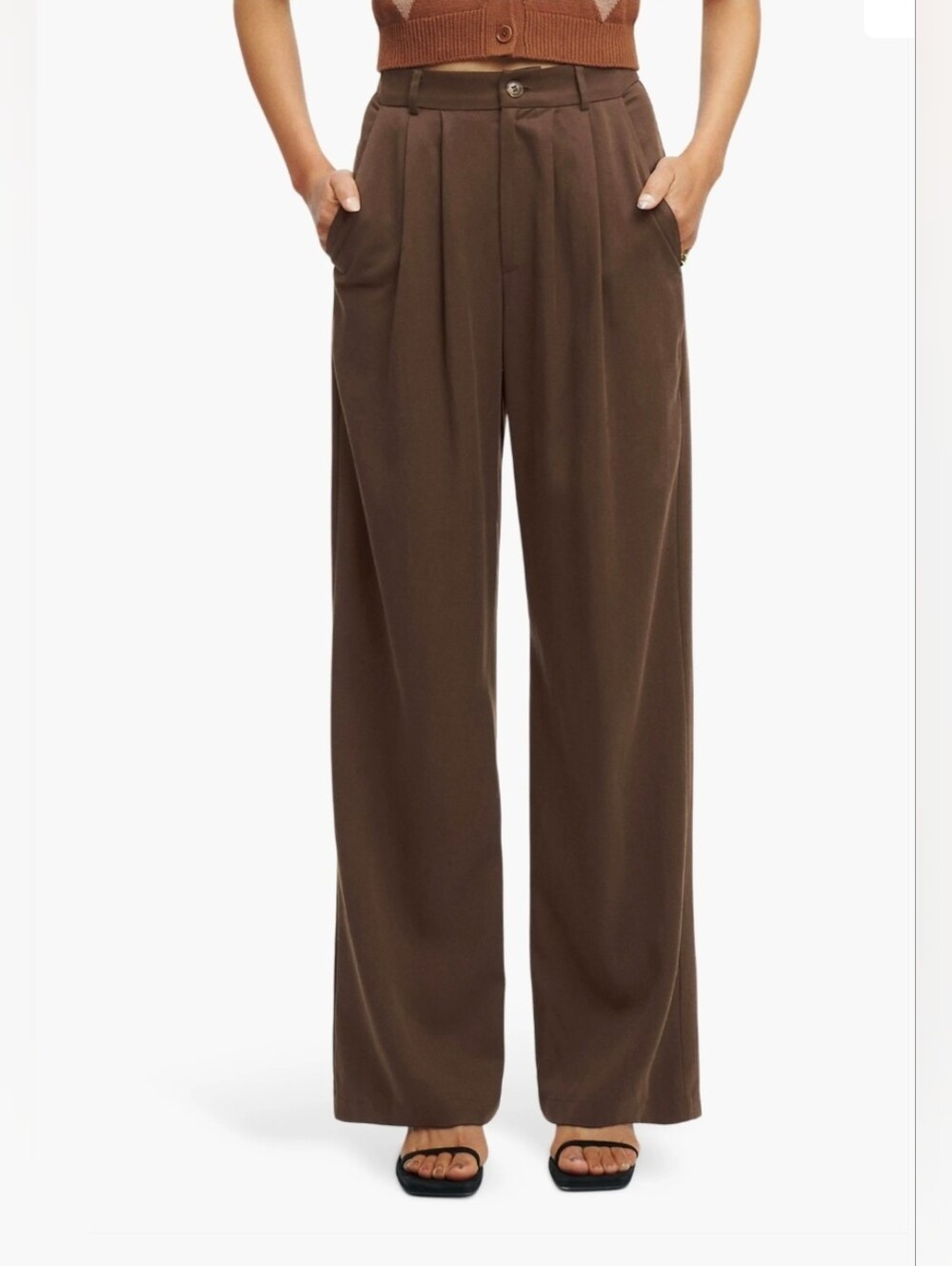 Reformation Brown Mason High Waist Wide Leg Pant